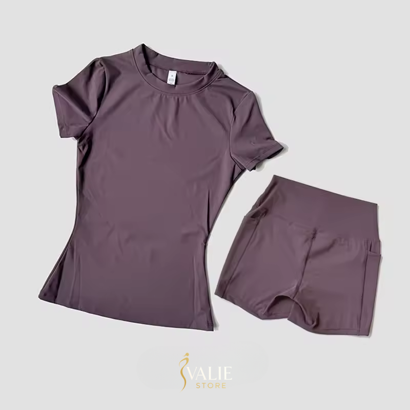 Conjunto de Academia Feminino – Malha Sem Costura, Cropped Esportivo + Short