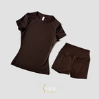 Conjunto de Academia Feminino – Malha Sem Costura, Cropped Esportivo + Short