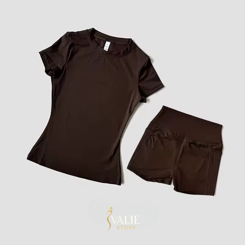 Conjunto de Academia Feminino – Malha Sem Costura, Cropped Esportivo + Short