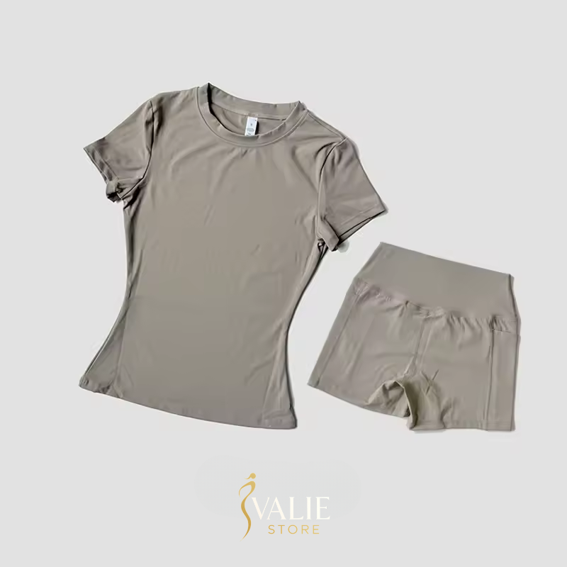 Conjunto de Academia Feminino – Malha Sem Costura, Cropped Esportivo + Short