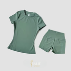 Conjunto de Academia Feminino – Malha Sem Costura, Cropped Esportivo + Short