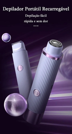 Barbeador elétrico feminino dois em um - adequado para sobrancelhas, rosto, pernas e axilas, removedor portátil de pelos úmidos e secos