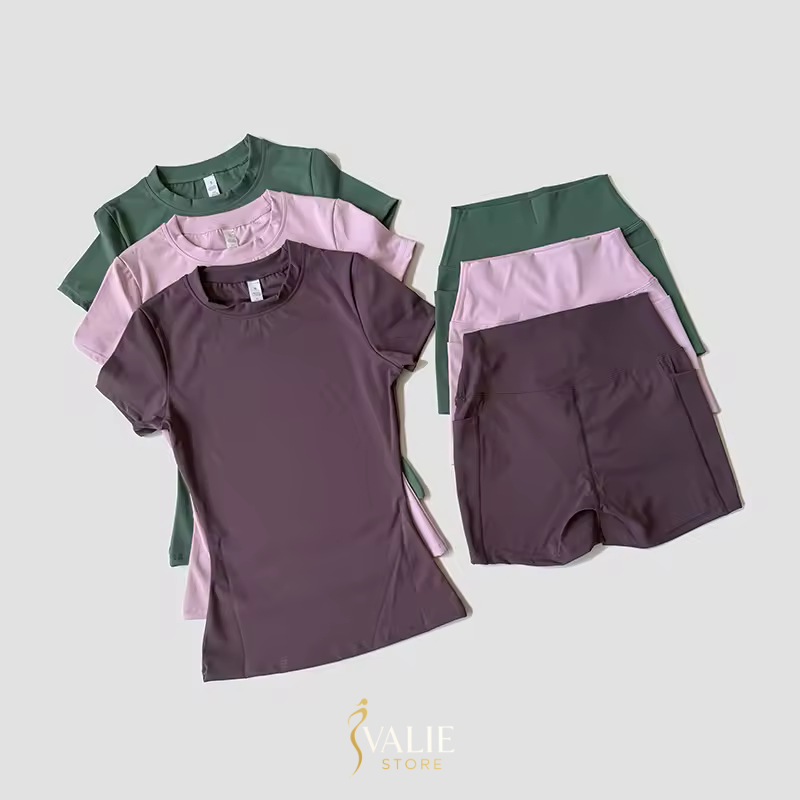 Conjunto de Academia Feminino – Malha Sem Costura, Cropped Esportivo + Short